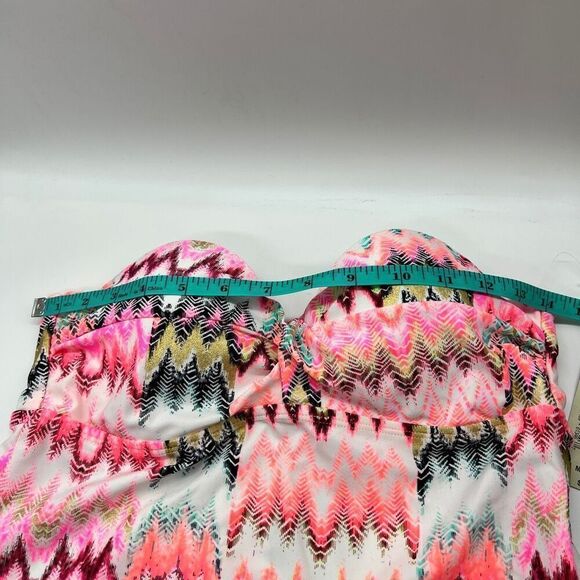Arizona Jean Company Tankini Swimsuit Top Size Medium Bright Pink Black White - Picture 11 of 16